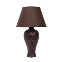 Simple Designs Lt2004Bwn Textured Stucco Curvy Ceramic Table Desk Lamp With Matching Fabric Shade Brown