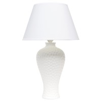 Simple Designs Lt2004Wht Hammered Stucco Curvy Ceramic Table Lamp White