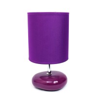 Simple Designs Lt2005-Prp Stonies Small Stone Look Table Desk Bedside Lamp, Purple