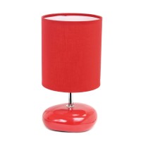 Simple Designs Lt2005-Red Stonies Small Stone Look Bedside Table Lamp Red