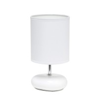 Simple Designs Lt2005Wht Stonies Small Stone Look Table Desk Bedside Lamp White