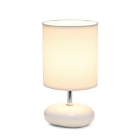 Simple Designs Lt2005Wht Stonies Small Stone Look Table Desk Bedside Lamp White