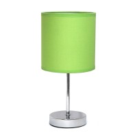 Simple Designs Lt2007-Grn Chrome Mini Basic Table Lamp With Fabric Shade, Green