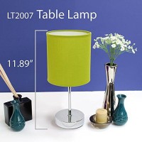 Simple Designs Lt2007-Grn Chrome Mini Basic Table Lamp With Fabric Shade, Green