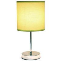 Simple Designs Lt2007-Grn Chrome Mini Basic Table Lamp With Fabric Shade, Green