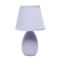 Simple Designs Lt2009Prp Mini Egg Oval Ceramic Table Desk Lamp Purple