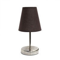 Simple Designs Lt2013-Bwn Sand Nickel Mini Basic Table Lamp With Fabric Shade, Brown