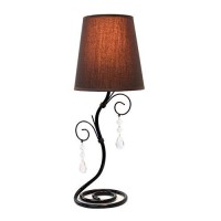 Simple Designs Lt2010Bwn Black Twisted Vine Hanging Crystals Table Lamp Brown