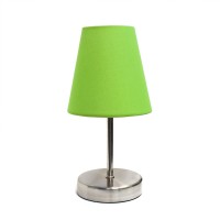 Simple Designs Lt2013-Grn Mini Basic Sand Nickel Table Lamp With Fabric Shade, Green