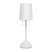 Simple Designs Lt3018Wht Fabric Shade And Hanging Acrylic Beads Table Lamp White 531 X 531 X 1662