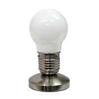 Simple Designs Nl2006Wht Edison Light Bulb Shaped Idea 4 Setting Touch Lamp In Silver Antique Sand Nickel Finish With White Bul