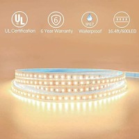 Outdoor Led Strip Lights Waterproof 3000K, 16.4Ft Ip67 High Density Led Tape Light, 600 Leds/Reel, 252~300Lm/Ft, Ul-Listed, 12V Dimmable Rope Lights For Home, Balcony, Roof, Backyard, Patio, Garden