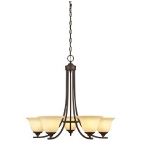 Westinghouse Lighting 6221400 Kings Canyon Fivelight Interior Chandelier Oil Rubbed Bronze Finish With Burnt Scavo Glass