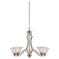 Westinghouse Lighting 6228600 Fallon Fivelight Interior Chandelier Satin Platinum Finish With White Alabaster Glass