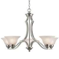 Westinghouse Lighting 6228600 Fallon Fivelight Interior Chandelier Satin Platinum Finish With White Alabaster Glass