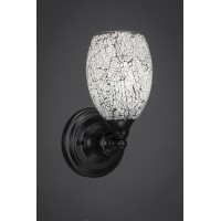 Wall Sconce Shown In Matte Black Finish With 5.5 Black Fusion Glass