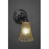 Wall Sconce Shown In Matte Black Finish With 5.5 Fluted Amber Crystal Glass