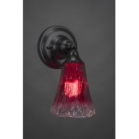 Wall Sconce Shown In Matte Black Finish With 5.5 Fluted Raspberry Crystal Glass