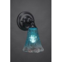 Wall Sconce Shown In Matte Black Finish With 5.5 Fluted Teal Crystal Glass