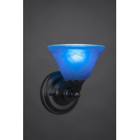 Wall Sconce Shown In Matte Black Finish With 7 Blue Italian Glass