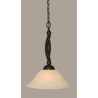 Bow Pendant Shown In Dark Granite Finish With 12 Amber Marble Glass