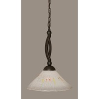 Bow Pendant Shown In Dark Granite Finish With 12 Frosted Crystal Glass