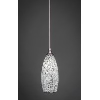 Stem Mini Pendant With Hang Straight Swivel Shown In Brushed Nickel Finish With 5.5 Black Fusion Glass