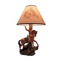 Dwk `Light Fantastik` Saddled Horse Table Lamp With Printed Fabric Shade