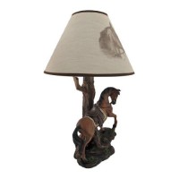 Dwk `Light Fantastik` Saddled Horse Table Lamp With Printed Fabric Shade