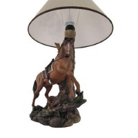 Dwk `Light Fantastik` Saddled Horse Table Lamp With Printed Fabric Shade