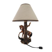 Dwk `Light Fantastik` Saddled Horse Table Lamp With Printed Fabric Shade