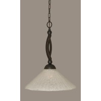 Bow Pendant Shown In Dark Granite Finish With 16 Italian Bubble Glass