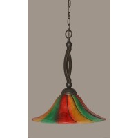 Bow Pendant Shown In Dark Granite Finish With 16 Mardi Gras Glass