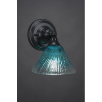 Wall Sconce Shown In Matte Black Finish With 7 Teal Crystal Glass