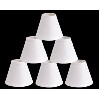 Urbanest Pure Linen Chandelier Lamp Shades, 6-Inch, Hardback Clip On, White(Set Of 6)