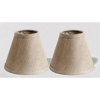 Urbanest Pure Linen Chandelier Lamp Shades, 6-Inch, Hardback Clip On, Oatmeal(Set Of 2)