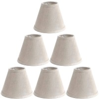 Urbanest Pure Linen Chandelier Lamp Shades, 6-Inch, Hardback Clip On, Oatmeal(Set Of 6)