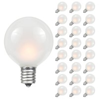 Novelty Lights 25 Pack G40 Frosted White Outdoor Globe Bulbs, Light Bulbs Glass Incandescent Bulbs With 3000 Hour Lifespan, Globe String Lights Replacement Bulbs