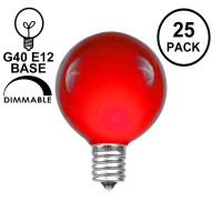 Novelty Lights 25 Pack G40 Outdoor Globe Replacement Bulbs, Red, C7/E12 Candelabra Base, 5 Watt