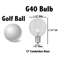 Novelty Lights 25 Pack G40 Outdoor Globe Replacement Bulbs, Red, C7/E12 Candelabra Base, 5 Watt