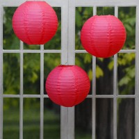 Lumabase Round Paper Lanterns - Red, 10