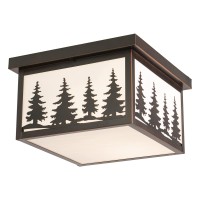 Vaxcel Yosemite Bronze Rustic Tree Square Indoor Outdoor Flush Mount Ceiling Light