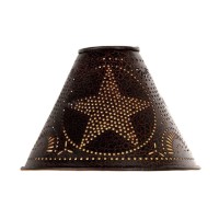 Colonial Tin Tin Punched Star Lamp Shade In Crackle Black, Clips On Light Bulb, 2 X 6 X 4