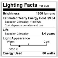 Satco S2259 80 Watt (120 Watt) 1600 Lumens Par38 Halogen Flood 30 Degrees Clear Light Bulb, Dimmable