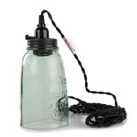 Half Gallon Open Bottom Mason Jar Pendant Lamp-Rustic Brown (Black)