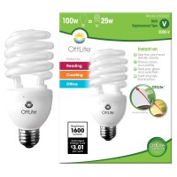 Ottlite 25W Swirl Screw In Light Bulb Compact Fluorescent Light Bulbs Replacement Bright Natural Daylight For Bedroom Livin