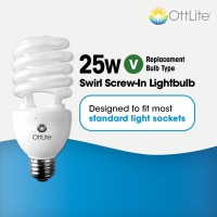 Ottlite 25W Swirl Screw In Light Bulb Compact Fluorescent Light Bulbs Replacement Bright Natural Daylight For Bedroom Livin