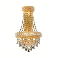 Elegant Lighting 1802w12sg primo 4light crystal wall sconce finished in gold with clear crystals Elegant Lighting 1802w12sg features base finish gold with clear crystal choose from royal cut elegant cut Swarovski Spectra or Swarovski elements crystal type