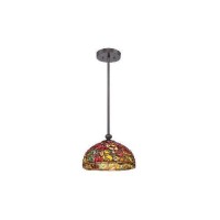 Quoizel Tf1604Sib Tiffany Wild Garden With Imperial Bronze Finish Pendant With 1 Light