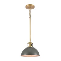 Lyndon 1-Light Mini Pendant In Brass With Gray Metal Shade